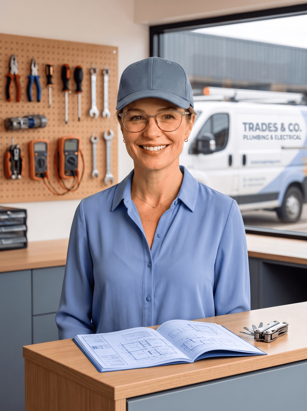 Lily answering calls for a trades business